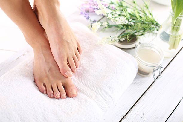 beautiful feet of a woman during treatments.